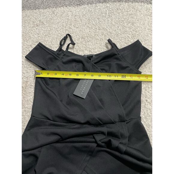 NWT Streetwear Society Women's Size Small Cold Shoulder Wrap Tulip Dress Black - Picture 2 of 8